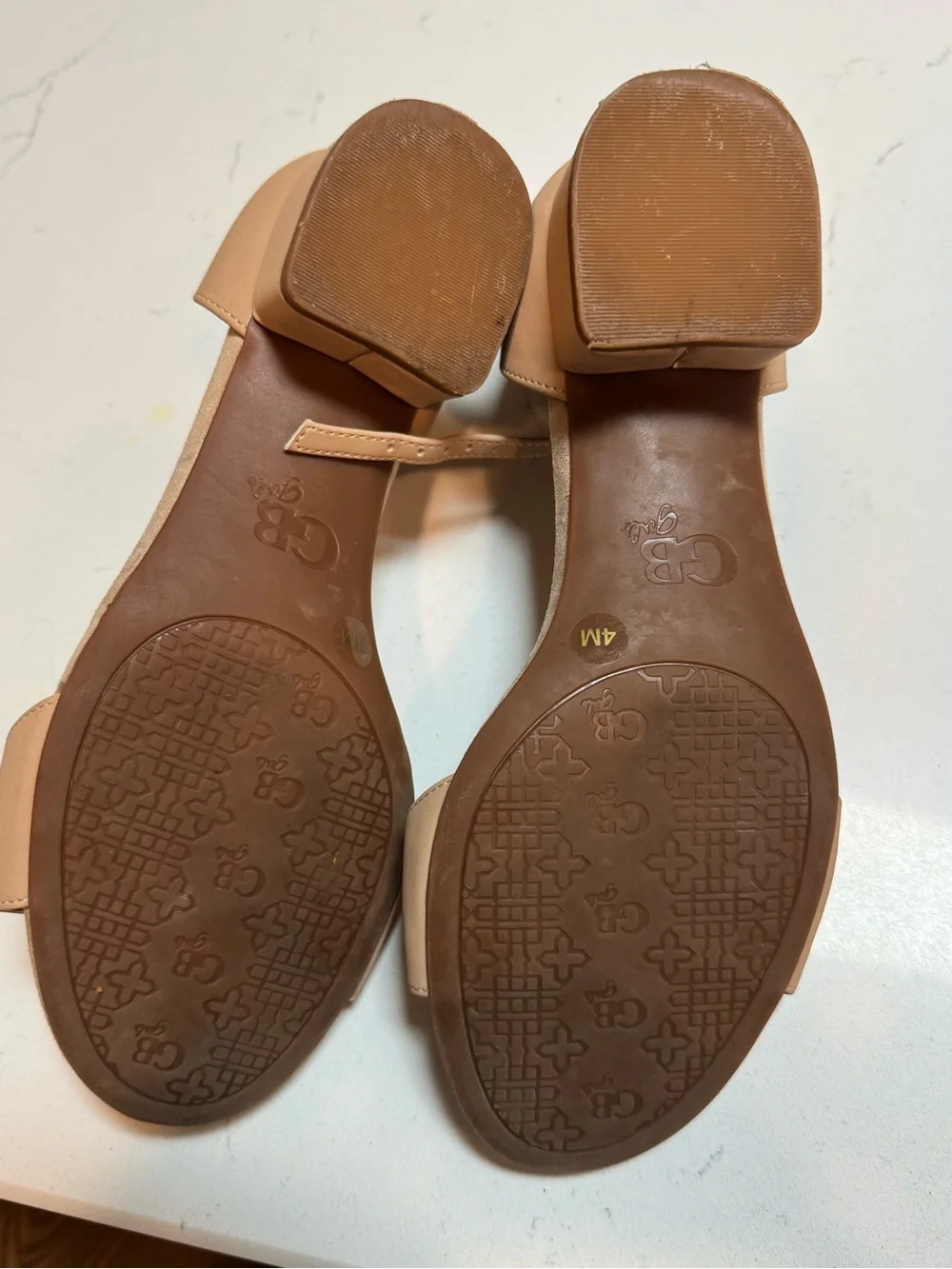 Gianni Bini Girls Nude Tan Ankle-Strap Block Heel Sandals